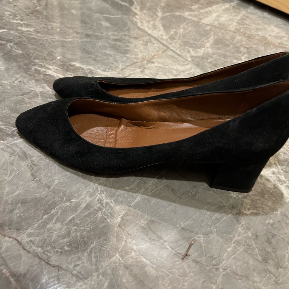 Aquatalia Black Heels Sleek Suede Block